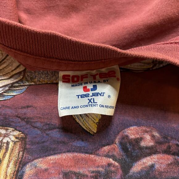 Vintage 90s Red Fishing Tee XL Walleye Outdoors Lure Dad Angler Nature Wildlife - Picture 3 of 6